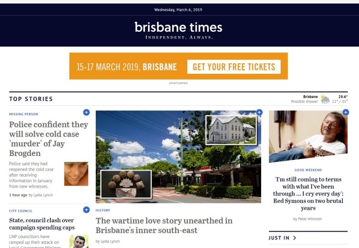 190306 Brisbane Times - The wartime love story unearthed in Bulimba